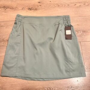 NWT Eddie Bauer Twin River Skirt Pinstripe Stretch Pockets Size L Large Green